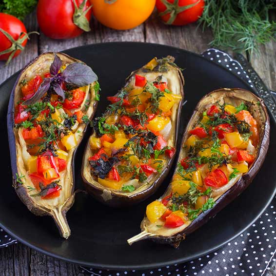 Eggplant Stuffed with Summer Vegetables