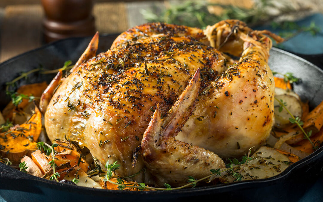 Whole Roasted, Free-Range Chicken with Winter Vegetables